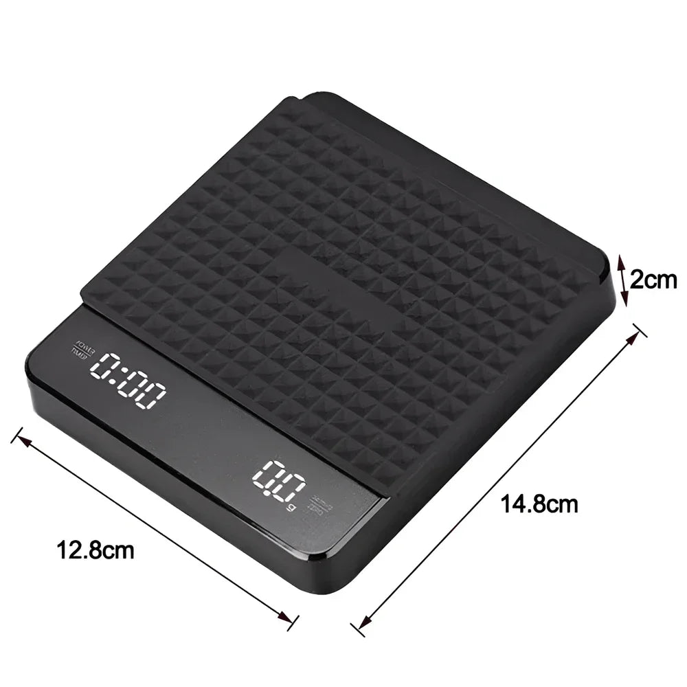 1 conjunto de balança de café eletrônica com almofada de silicone balança de café digital com temporizador display led carregamento usb uso em café em casa bom presente