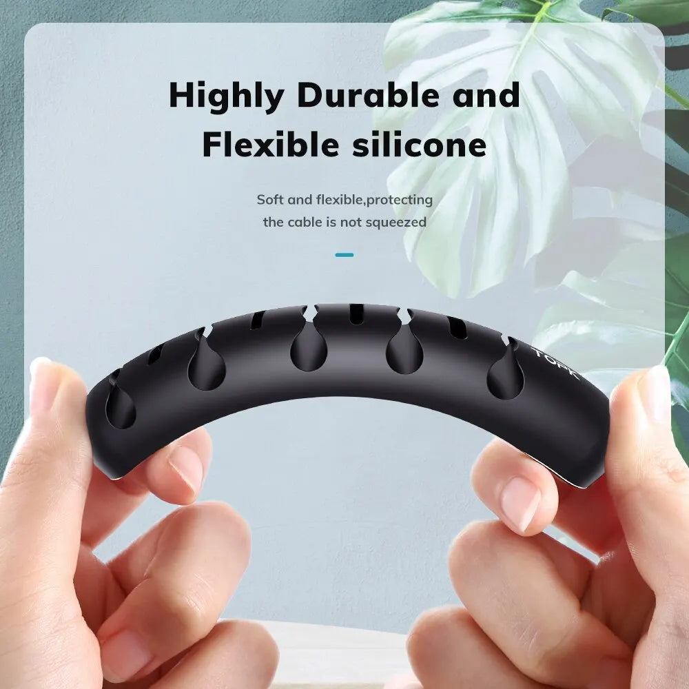 Topk l35 organizador de cabos, caixa de plugue magnético, enrolador de cabo de silicone, clipes flexíveis de gerenciamento de cabos para mouse e fone de ouvido