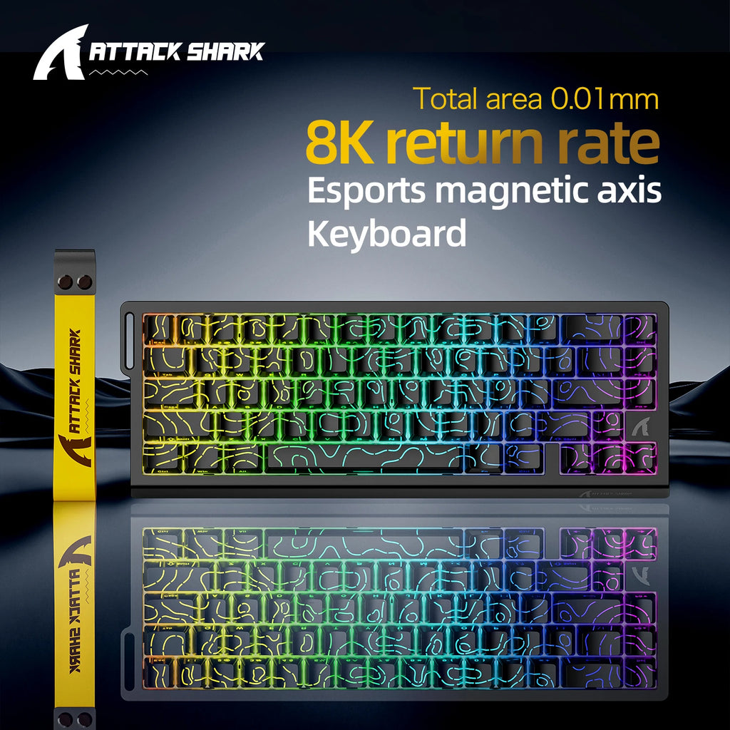 ATTACK SHARK X68HE X68Pro  Teclado Mecânico Magnético para Jogos Profissionais 0,01mm Gatilho Rápido 8000Hz SOCD/Rs 0,125ms Taxa de 128K