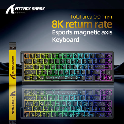 ATTACK SHARK X68HE X68Pro  Teclado Mecânico Magnético para Jogos Profissionais 0,01mm Gatilho Rápido 8000Hz SOCD/Rs 0,125ms Taxa de 128K
