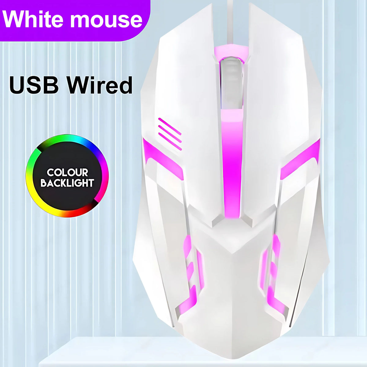 Teclado e Mouse com Iluminação de Fundo Arco-íris com Fio, Teclas Flutuantes Resistentes, Teclado Confortável e Durável para Escritório Empresarial
