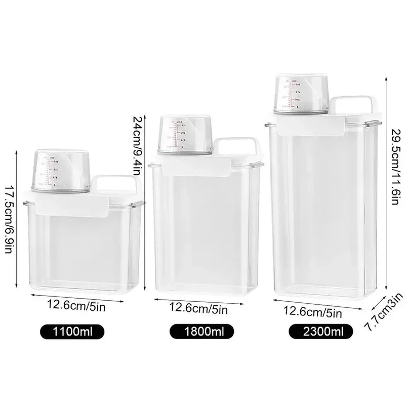 Dispensador de Detergente para Lavagem Recarregável 1PCS, Tanque de Pó, Armazenamento de Amaciante e Alvejante com Escala para Limpeza Doméstica