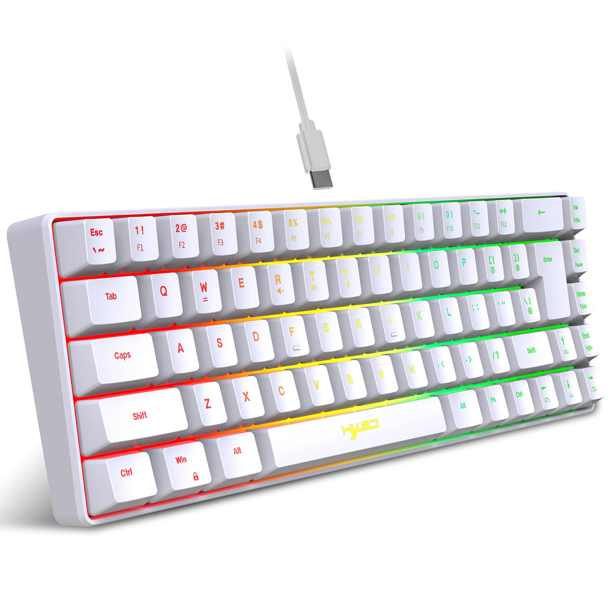 Teclado Gamer de 68 Teclas USB com Fio Portátil  20 Retroiluminação RGB  Teclado Español Coreano Ruso para Laptops de Windows