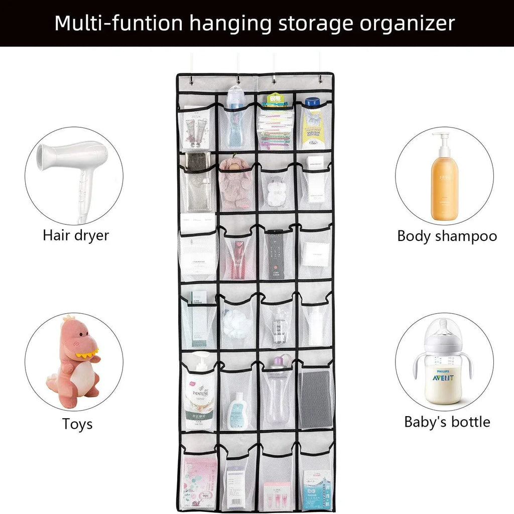 Sobre a porta sapato rack com 24 grandes bolsos de malha pendurado sapato organizador para armário pendurado sapato rack titular cabide