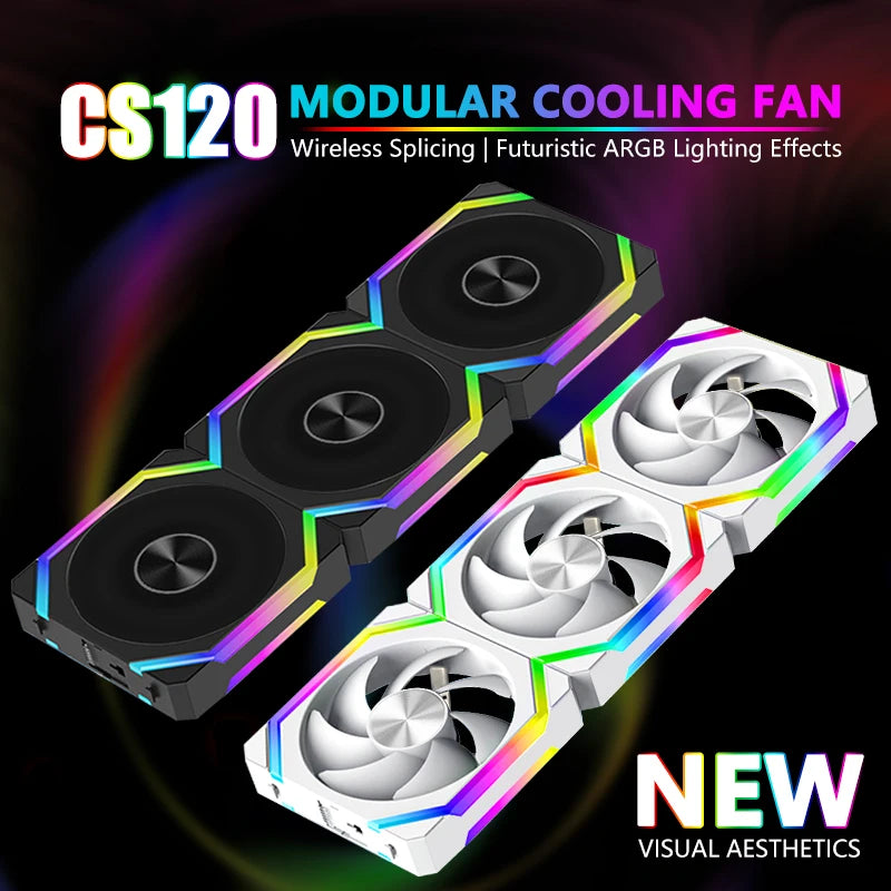 Ventoinha de Resfriamento JUMPEAK CS120 ARGB 360mm 240mm Modular Empilhável PWM Silenciosa 120mm RGB para Caixa de PC Gamer Resfriador de Água