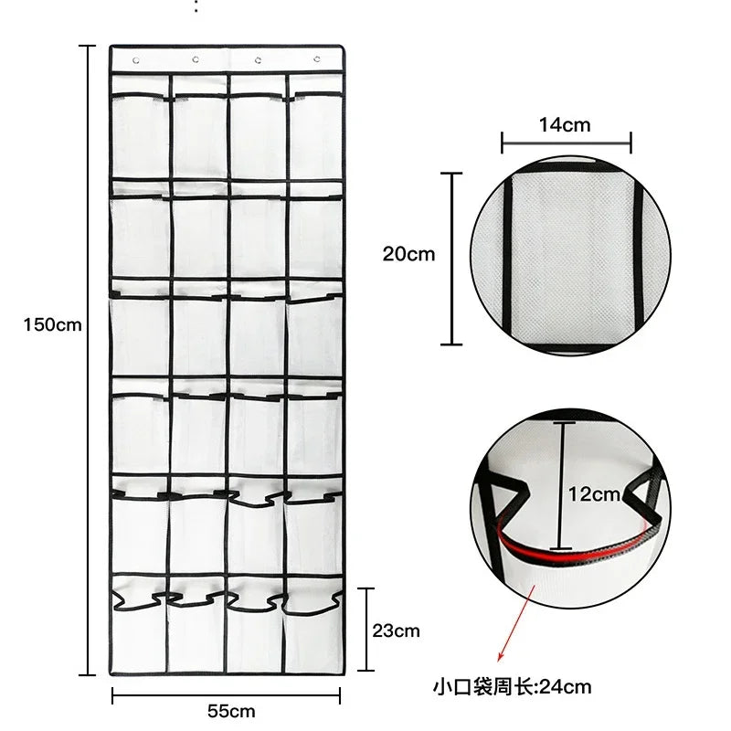 Sobre a porta sapato rack com 24 grandes bolsos de malha pendurado sapato organizador para armário pendurado sapato rack titular cabide