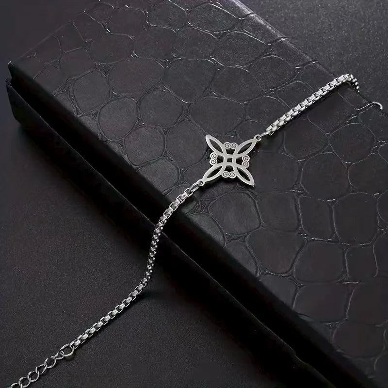 Pulseira Corrente Unissex Estilo Europeu - Nó da Bruxa Não Desbota