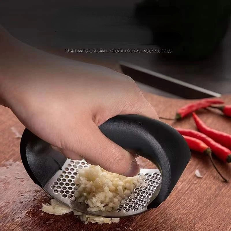 Espremedor de Alho em Aço Inox - Triturador Manual Utensílio de Cozinha