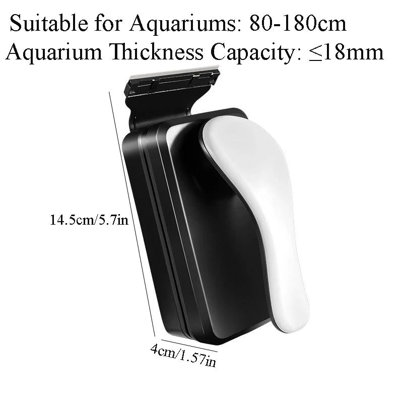 Limpador Magnético de Vidro para Aquário com Lâmina Raspadora e Escova para Limpeza de Algas para Tanques de Peixes com Vidro de 8–18mm – 3 Tamanhos