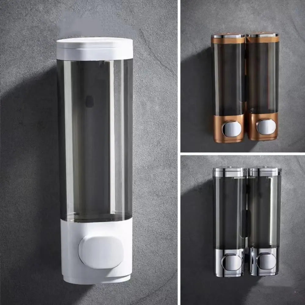 Dispensador Manual de Sabão em Plástico ABS Durável, Branco e Preto, Montado na Parede, Dispensador de Shampoo e Gel, Recipiente de Sabão Líquido para Hotel