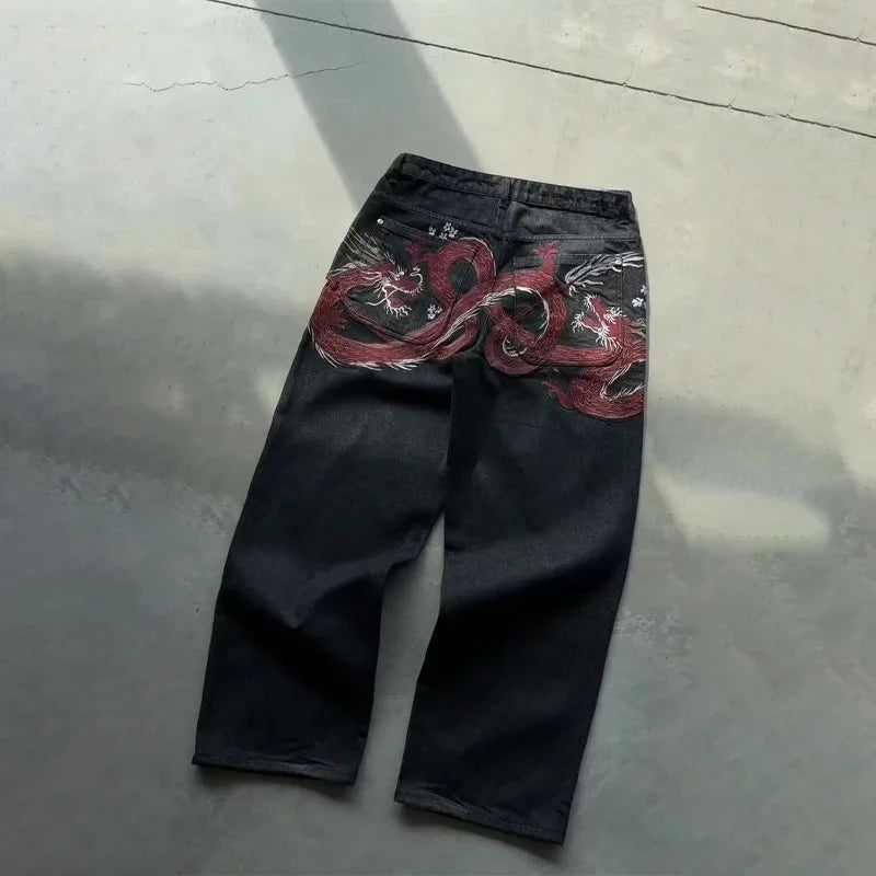 Calça Jeans Baggy Y2K Masculina - Vintage Bordada Estilo Hip Hop