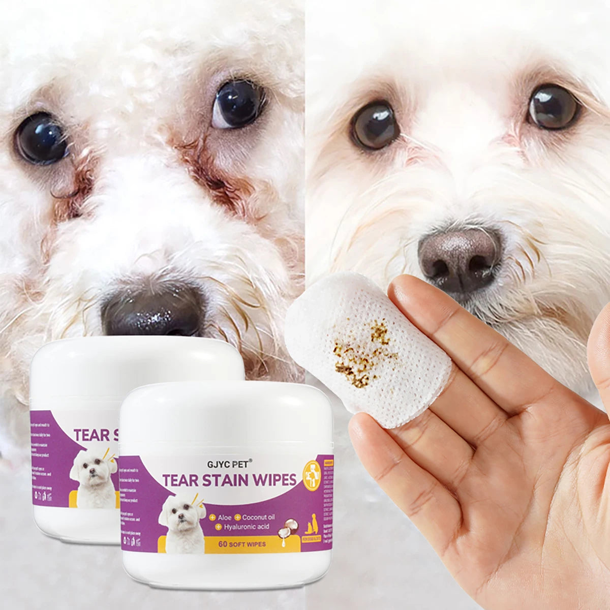 Lenços de Higiene Ocular Pet - Portátil e Natural para Cães e Gatos