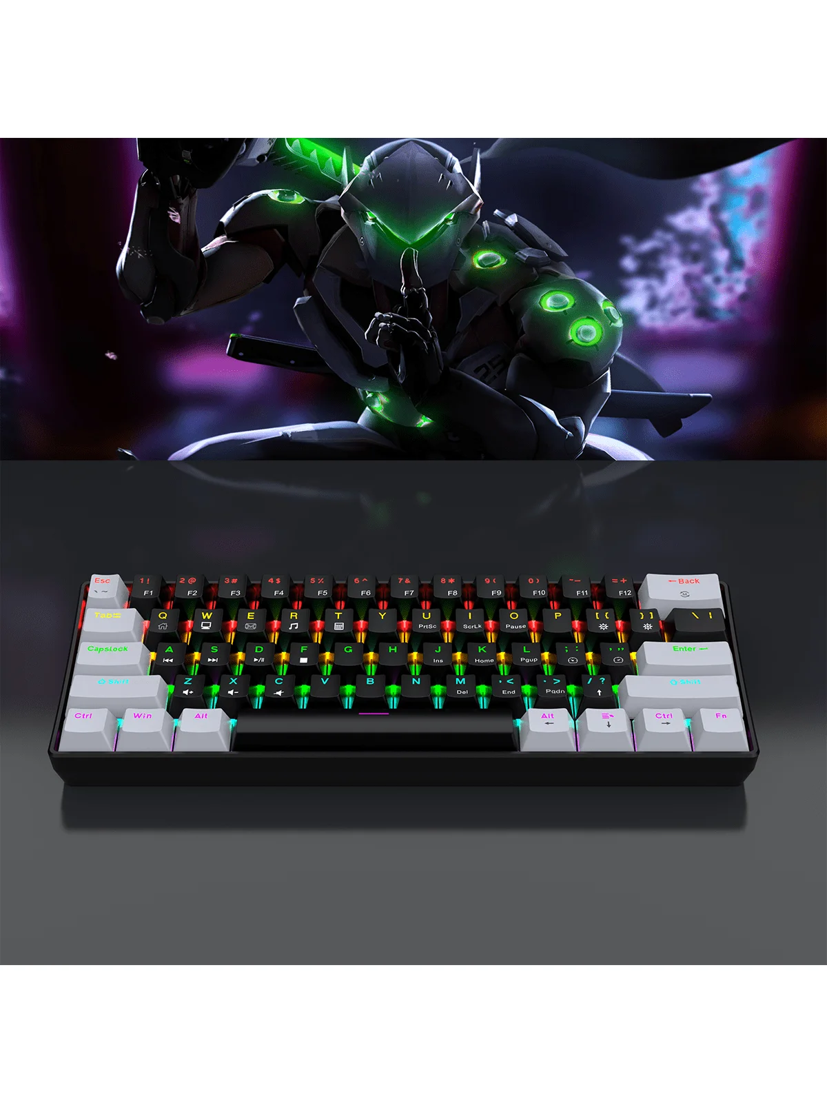 Teclado Mecânico Gamer com Fio 60% RGB Retroiluminado Layout Mini Ultra Compacto para Jogadores e Digitadores de PC/Mac Design Fácil de Viajar