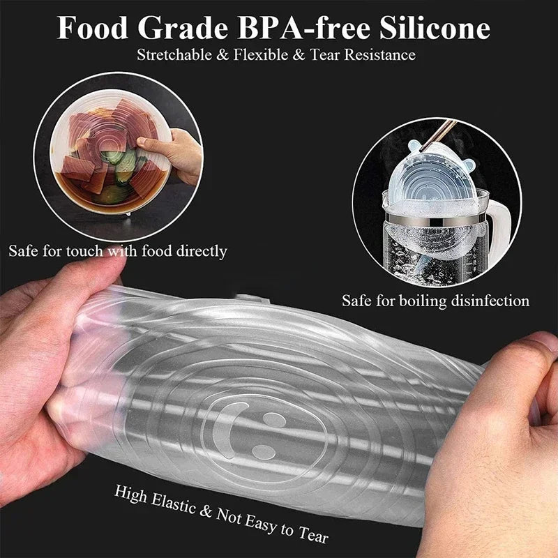 Tampa elástica de silicone, acessórios de cozinha, pode ser reutilizada, cobertura de alimentos, envoltório de plástico, manutenção fresca, tigela selada, armazenamento doméstico