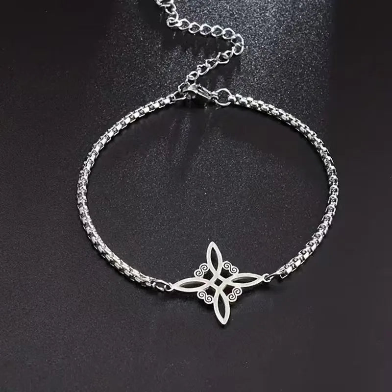 Pulseira Corrente Unissex Estilo Europeu - Nó da Bruxa Não Desbota