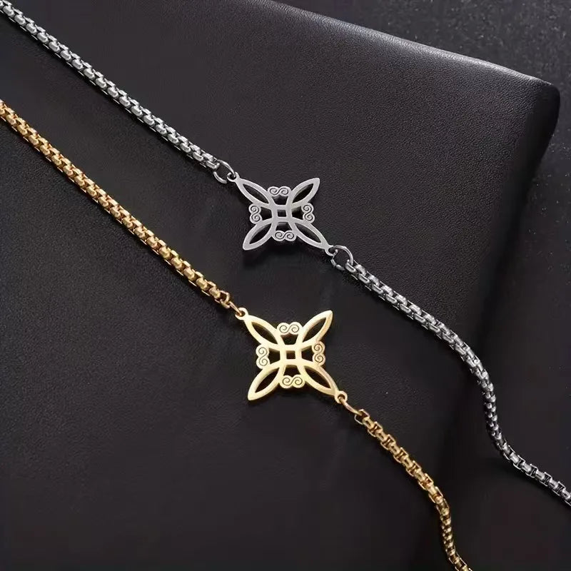 Pulseira Corrente Unissex Estilo Europeu - Nó da Bruxa Não Desbota