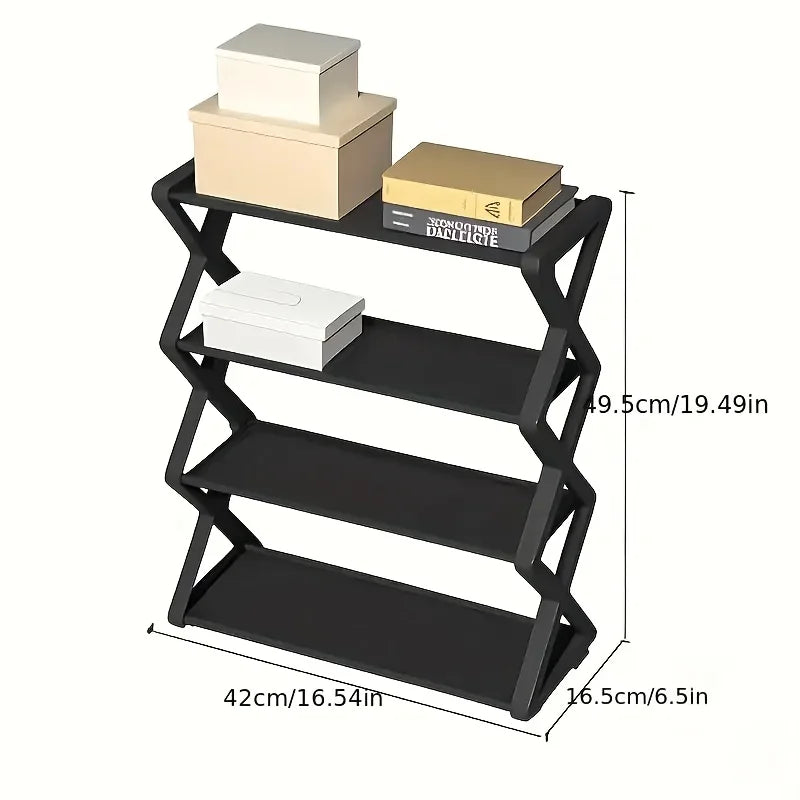 Sapateira de 4 Camadas Tipo X, Multicamadas e que Economiza Espaço, Sapateira Simples de Cor Sólida para Montagem Doméstica, Adequada para Varanda, Sala de Estar