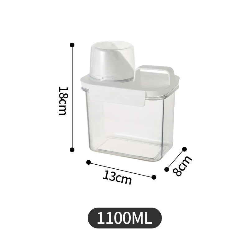 Dispensador de Detergente para Lavagem Recarregável 1PCS, Tanque de Pó, Armazenamento de Amaciante e Alvejante com Escala para Limpeza Doméstica