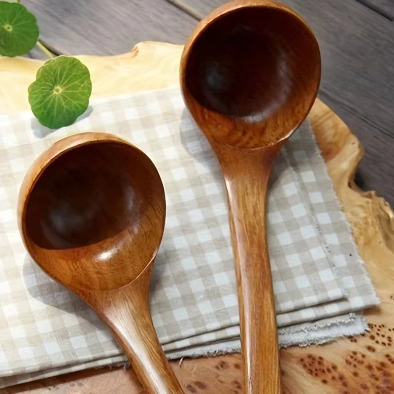 Colher de Pau Antiaderente para Cozinha - Concha Sólida Anti-Escaldante