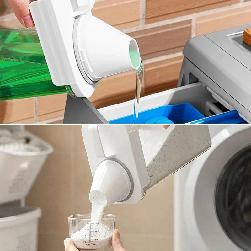 Dispensador de Detergente para Lavagem Recarregável 1PCS, Tanque de Pó, Armazenamento de Amaciante e Alvejante com Escala para Limpeza Doméstica