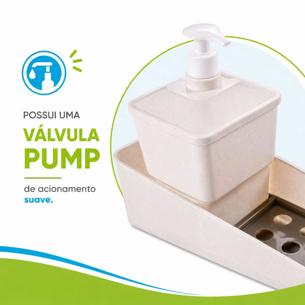 Dispenser Porta Detergente Esponja Marmore 600ml Plasutil