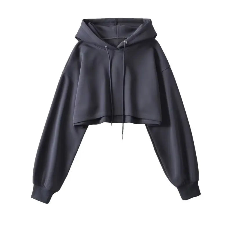 Moletom Cropped Feminino com Capuz - Streetwear Coreano Sexy