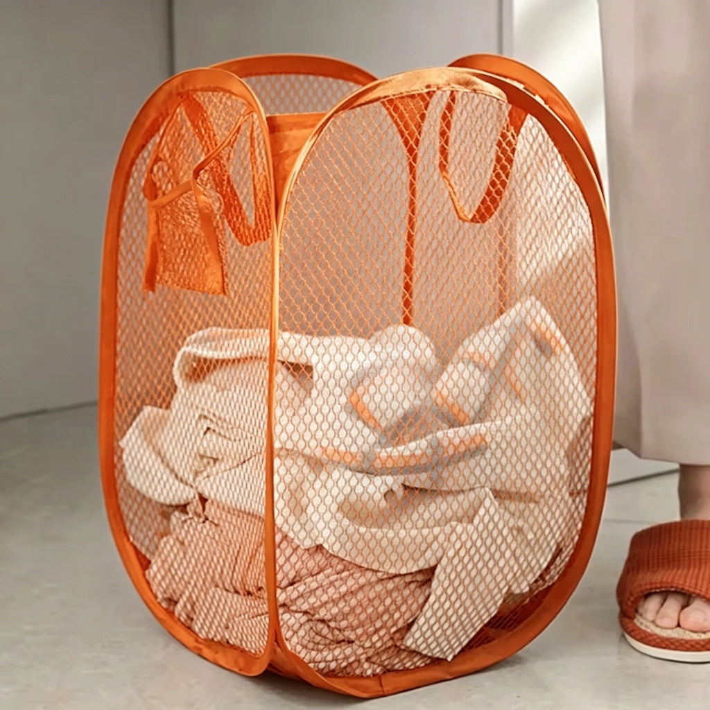 Cesto Dobrável para Separação de Roupa Suja, Cesto de Lavanderia, Cesto de Malha para Banheiro, Saco Organizador de Roupa, Balde com Estrutura, Bolsa de Armazenamento