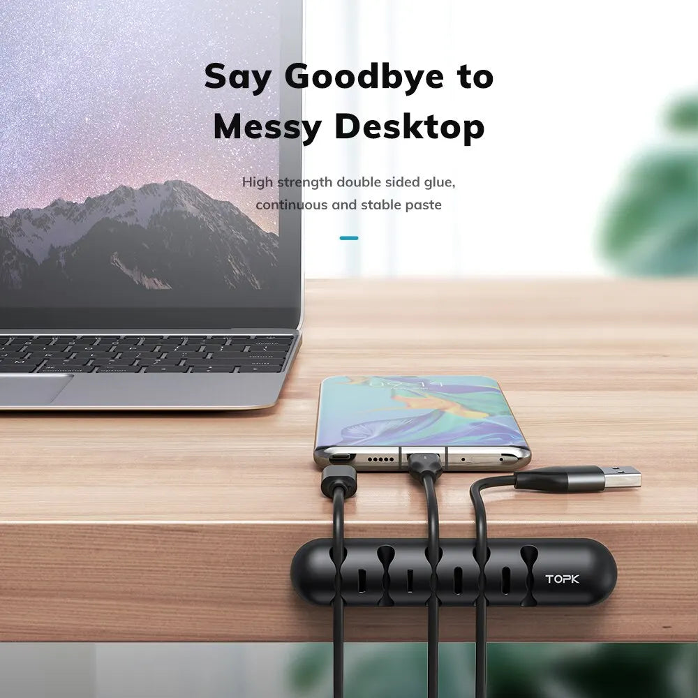 Topk l35 organizador de cabos, caixa de plugue magnético, enrolador de cabo de silicone, clipes flexíveis de gerenciamento de cabos para mouse e fone de ouvido