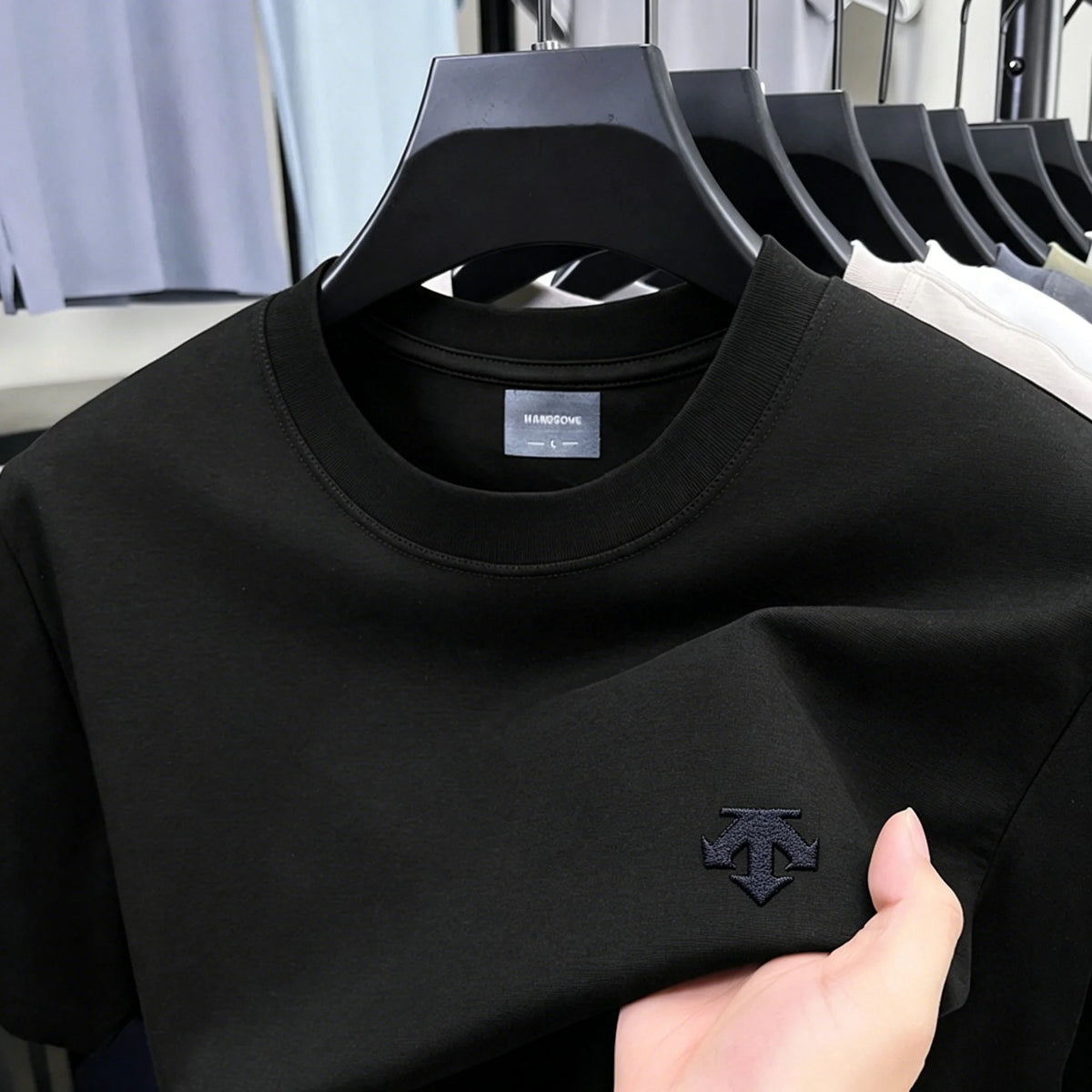 Camiseta Masculina Algodão com Bordado - Gola O Casual Esportiva