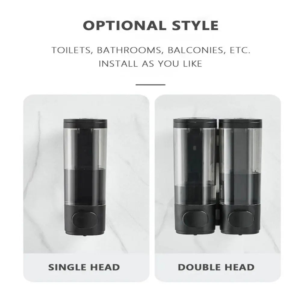 Dispensador Manual de Sabão em Plástico ABS Durável, Branco e Preto, Montado na Parede, Dispensador de Shampoo e Gel, Recipiente de Sabão Líquido para Hotel