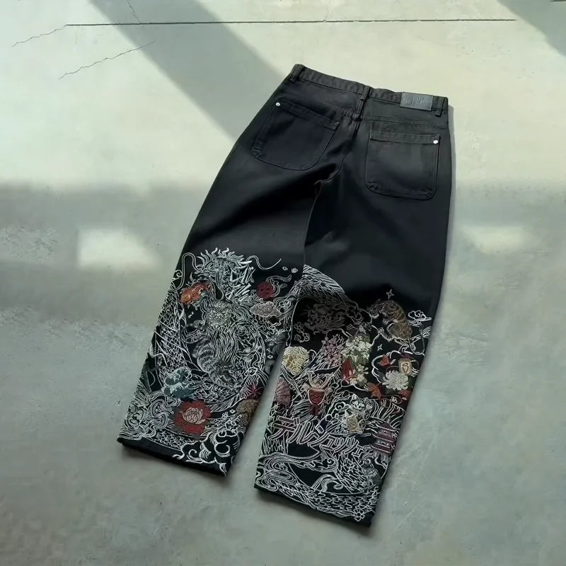 Calça Jeans Baggy Y2K Masculina - Vintage Bordada Estilo Hip Hop