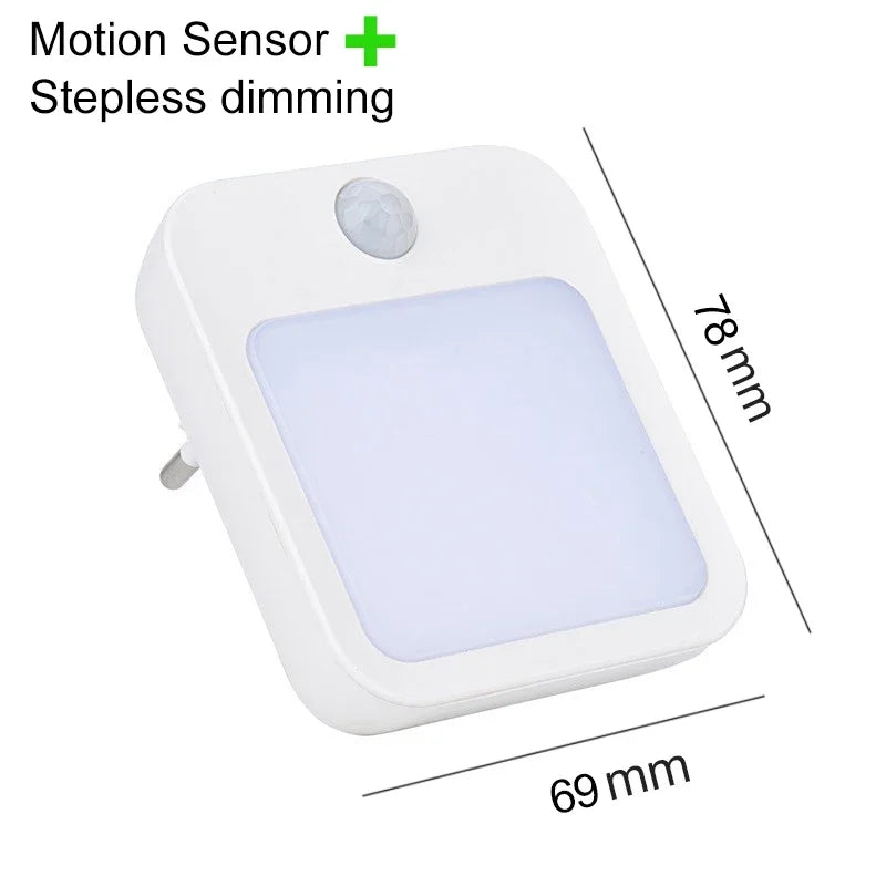 Luz noturna com sensor de movimento, luz led, lâmpadas com plugue eu/americanas, luz noturna infantil, lâmpada noturna sem fio para mesa de cabeceira, quarto