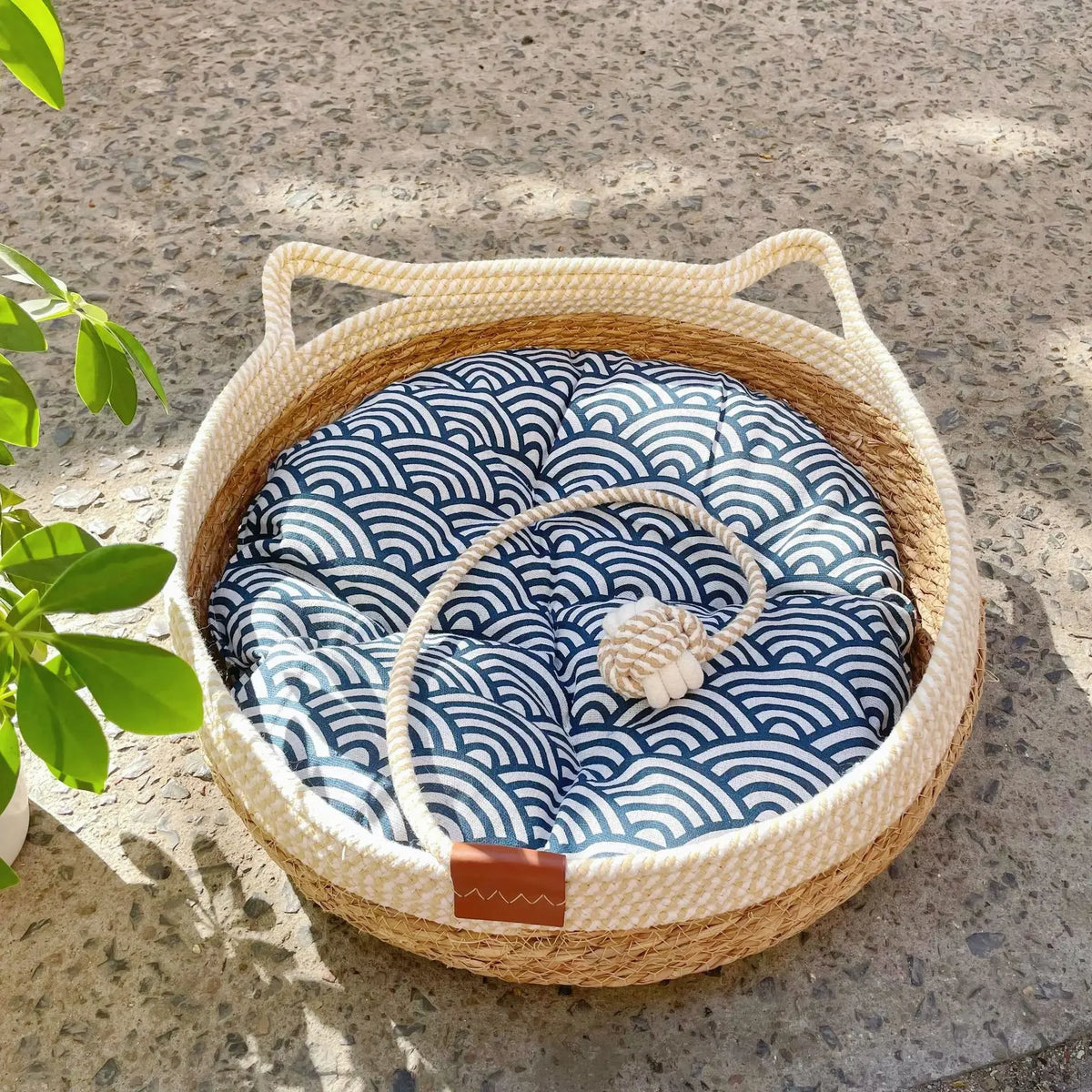 Cama Pet Vime Trançado - Casinha Circular para Gatos e Filhotes