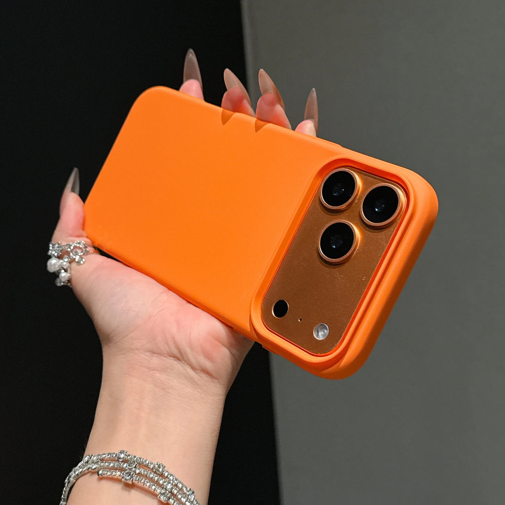 Capa Original de Silicone Líquido na Cor Laranja para iPhone 17 Pro Max, 17, 16, 15, 14, 13, 12, 11 Pro Max, mini e Plus, com Borda Antiderrapante.