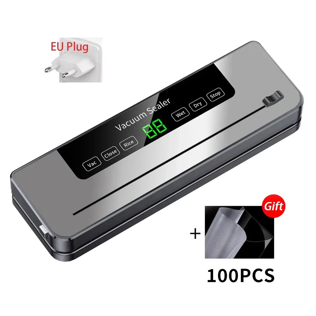 Seladora elétrica a vácuo, 110v/220v, máquina de embalagem de alimentos secos/úmidos, selagem de saco com cortador de alimentos uv, máquina de embalagem a vácuo de alimentos