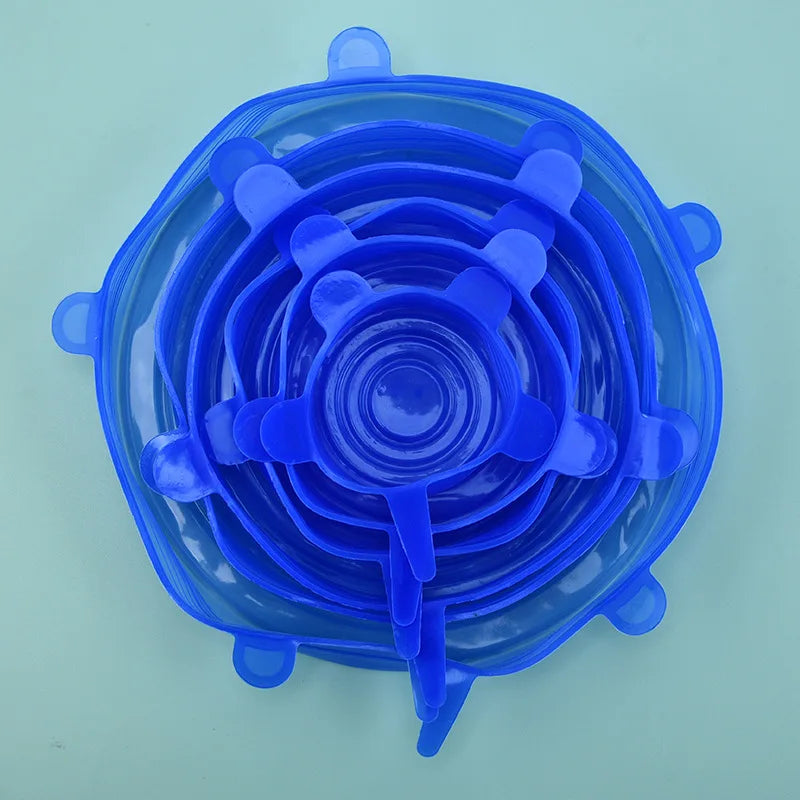 Tampa de Silicone para Alimentos 6/12/24 Peças, Tampa Elástica Reutilizável Hermética para Conservação de Alimentos, Acessórios de Cozinha para Armazenamento na Geladeira
