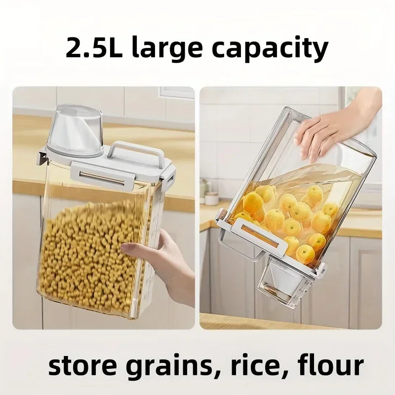 Pote Hermético 2.5L para Grãos, Arroz e Cereais - Recipiente de Cozinha