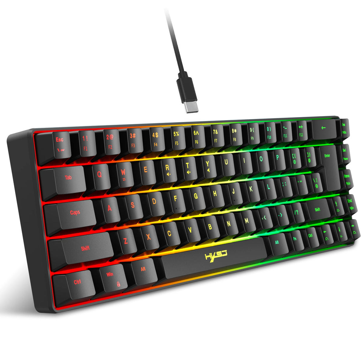 Teclado Gamer de 68 Teclas USB com Fio Portátil  20 Retroiluminação RGB  Teclado Español Coreano Ruso para Laptops de Windows