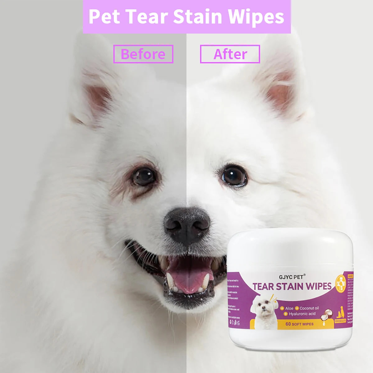 Lenços de Higiene Ocular Pet - Portátil e Natural para Cães e Gatos