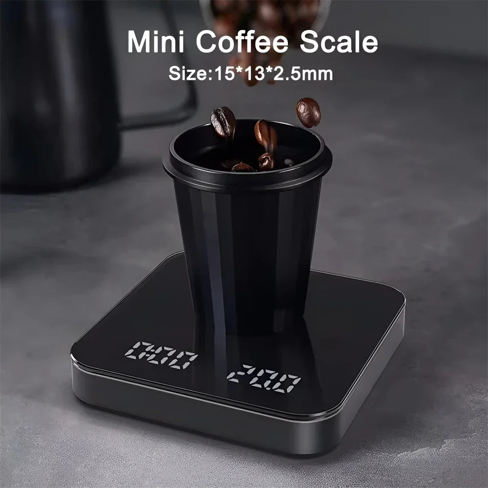 1 conjunto de balança de café eletrônica com almofada de silicone balança de café digital com temporizador display led carregamento usb uso em café em casa bom presente