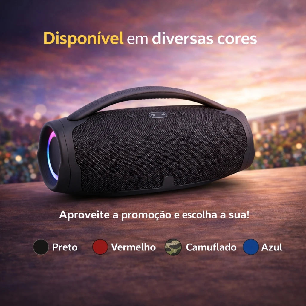 Caixa de Som Bluetooth 70W Portátil Estilo Boombox, Alto Falante Potente Resistente à Água para Festas