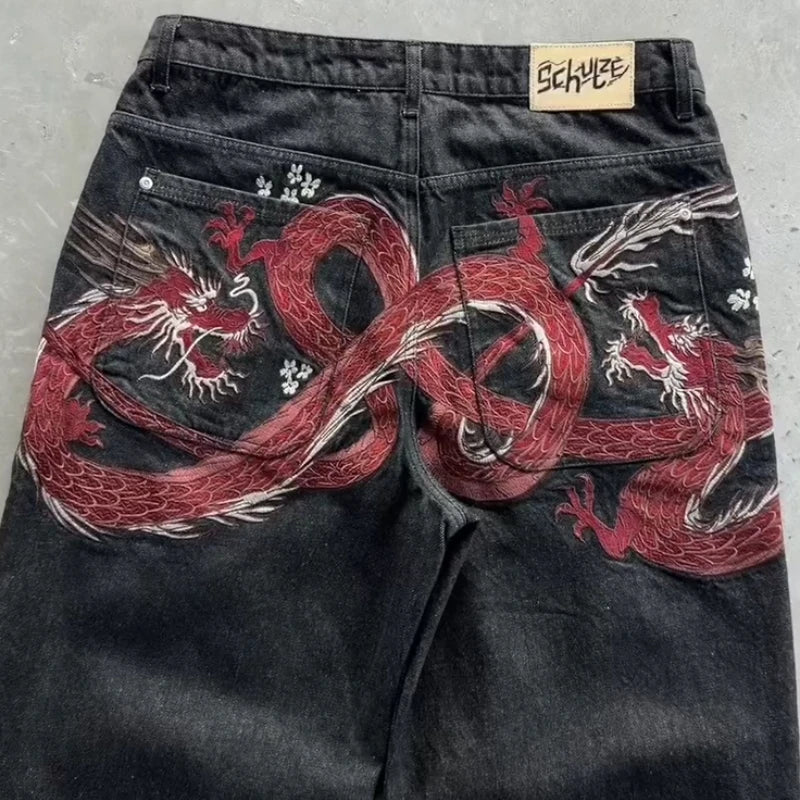 Calça Jeans Baggy Y2K Masculina - Vintage Bordada Estilo Hip Hop