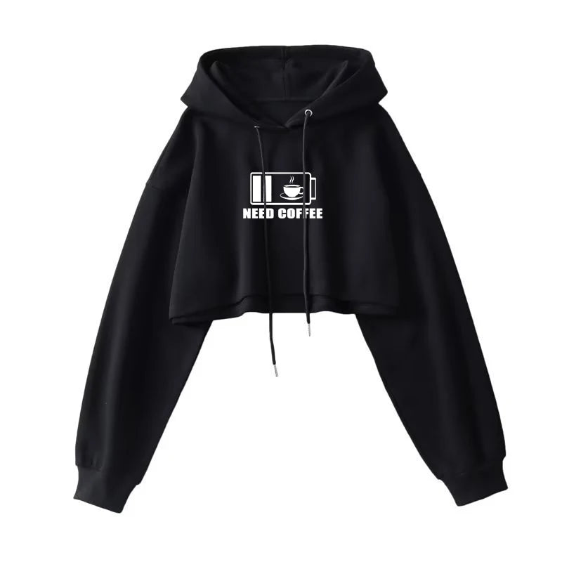Moletom Cropped Feminino com Capuz - Streetwear Coreano Sexy