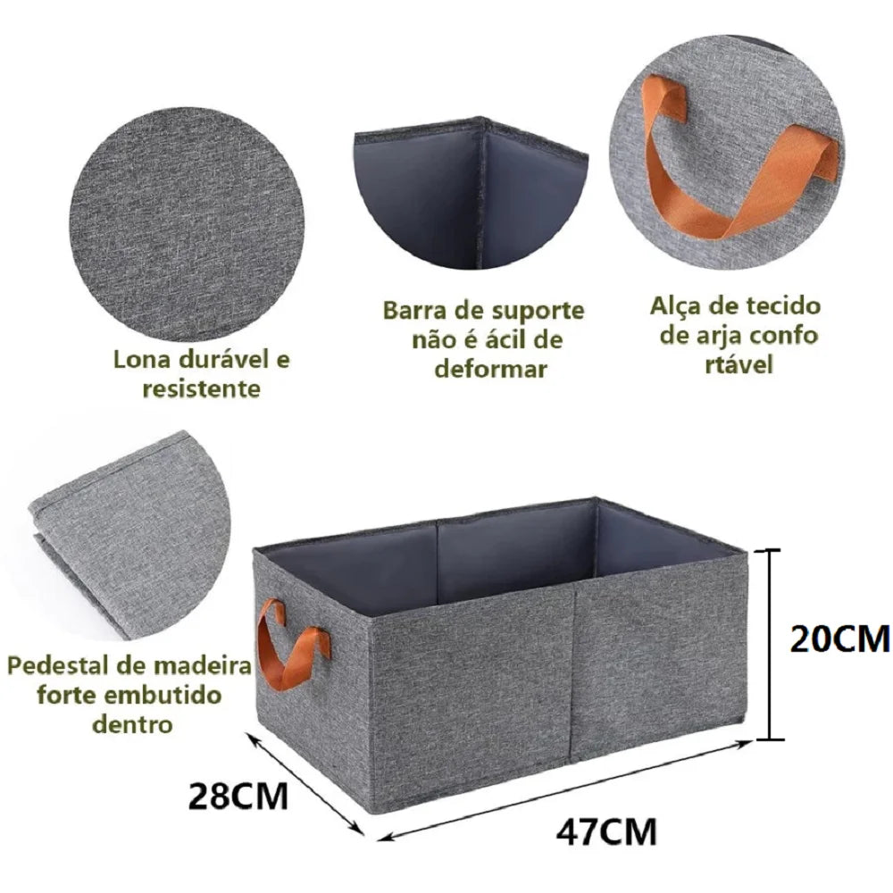 Cesto Organizador de Guarda Roupas Reforçado Caixa para Armazenar Multiuso Rígido Suporte de Aço Placa de Fundo Rígida