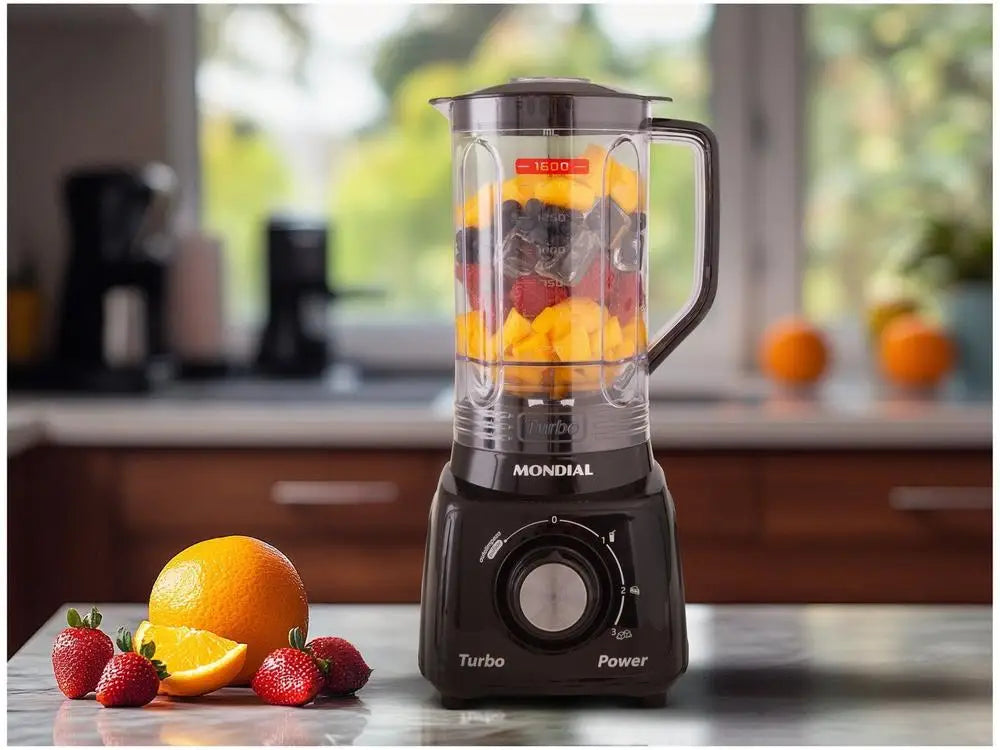 Liquidificador Mondial Turbo Power L-99 FB Preto com Filtro, 3 Velocidades, 550W - 220V