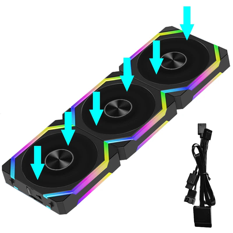 Ventoinha de Resfriamento JUMPEAK CS120 ARGB 360mm 240mm Modular Empilhável PWM Silenciosa 120mm RGB para Caixa de PC Gamer Resfriador de Água