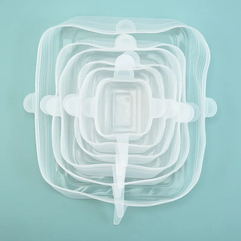 Tampa de Silicone para Alimentos 6/12/24 Peças, Tampa Elástica Reutilizável Hermética para Conservação de Alimentos, Acessórios de Cozinha para Armazenamento na Geladeira