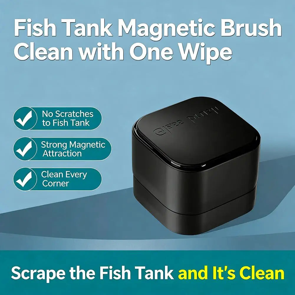 Limpador de vidro magnético para mini aquário, ferramenta de limpeza e manutenção, escova sem pontos cegos, acessórios