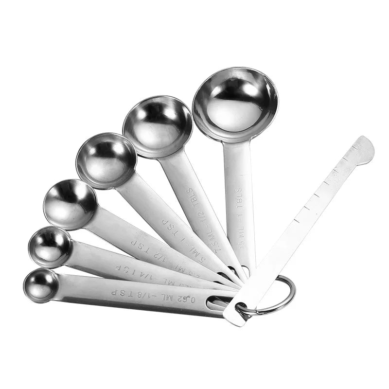 Colheres Medidoras em Aço Inox - Kit 4/6/7/8 Peças com Régua para Cozinha