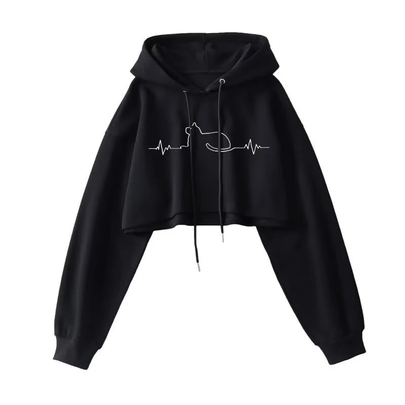 Moletom Cropped Feminino com Capuz - Streetwear Coreano Sexy